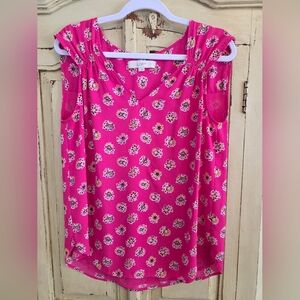 LOFT Fuchsia Floral Blouse